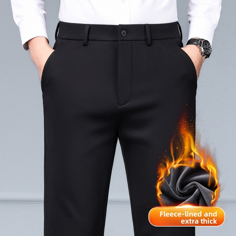Pantalon droit homme en laine mélangée