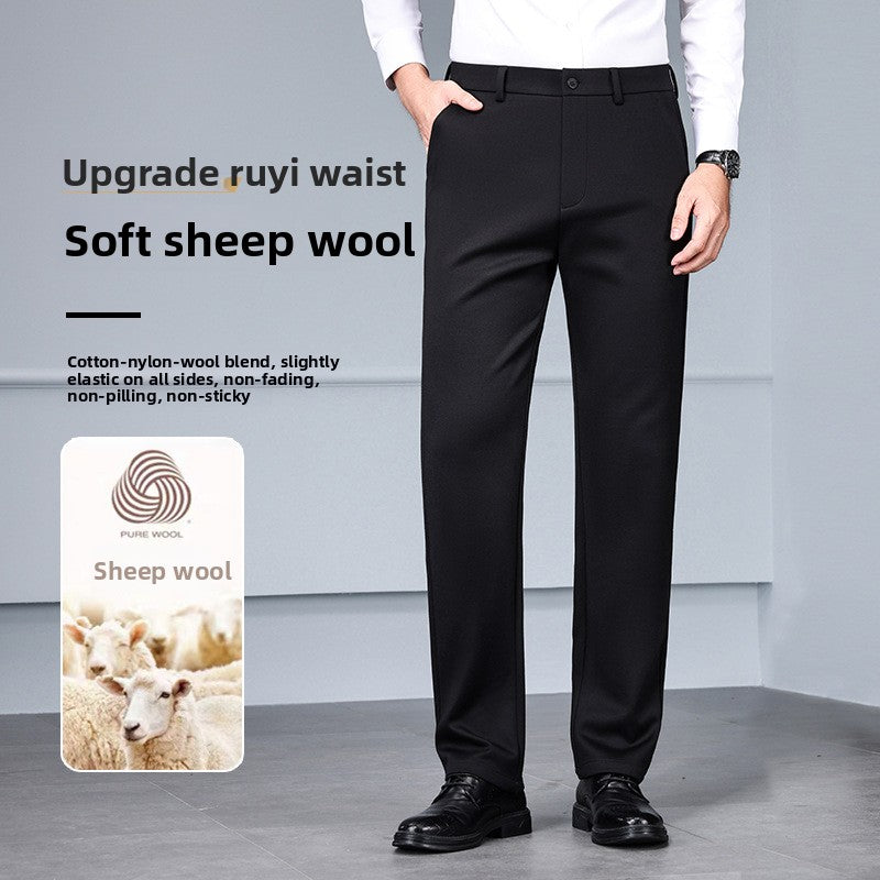 Pantalon droit homme en laine mélangée