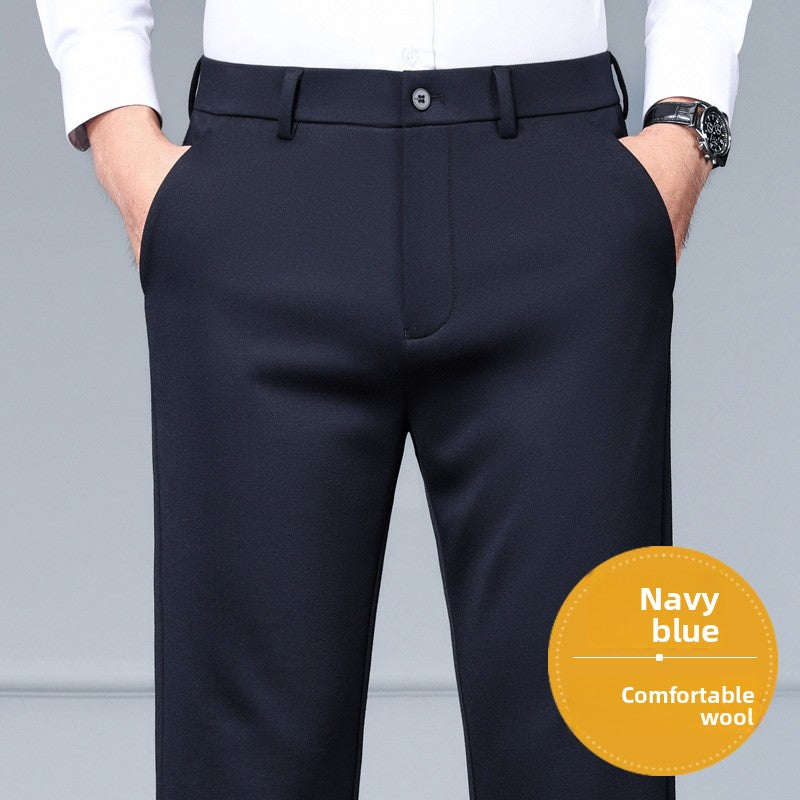 Pantalon droit homme en laine mélangée