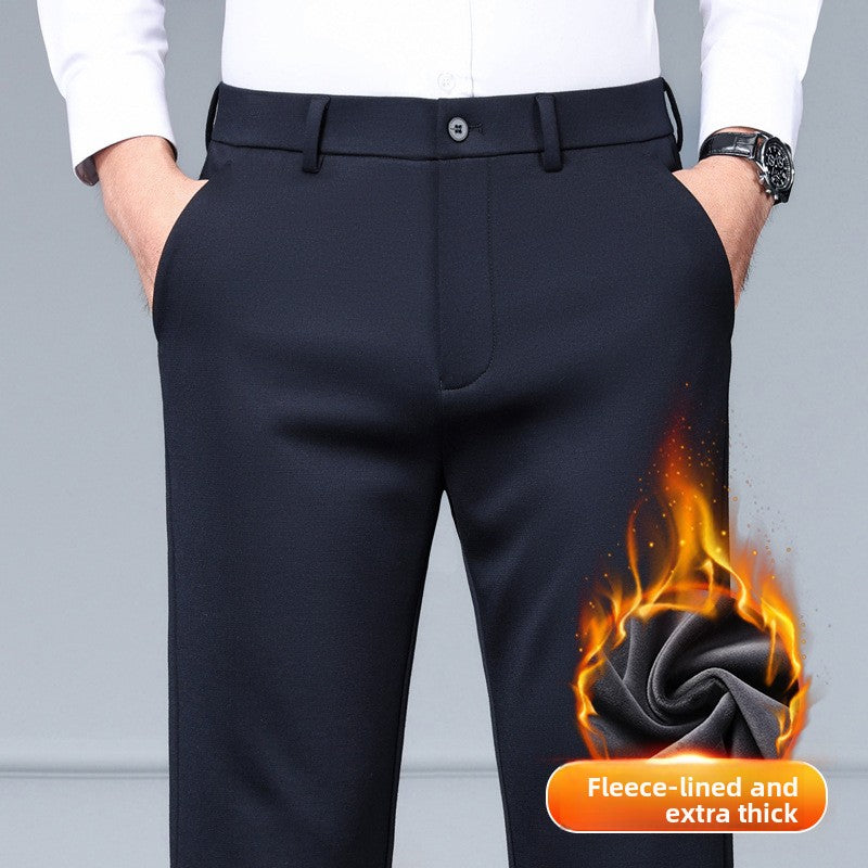 Pantalon droit homme en laine mélangée