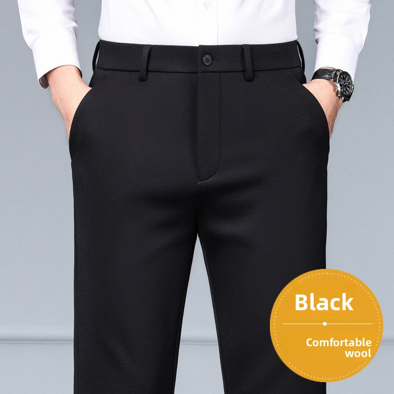 Pantalon droit homme en laine mélangée